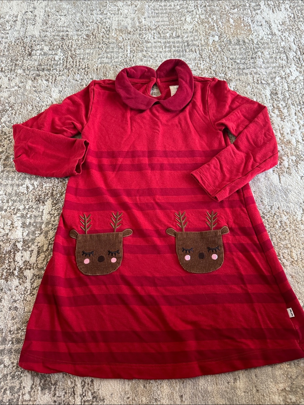 Little Sleepies Red Striped Reindeer Pocket Dress 4T
